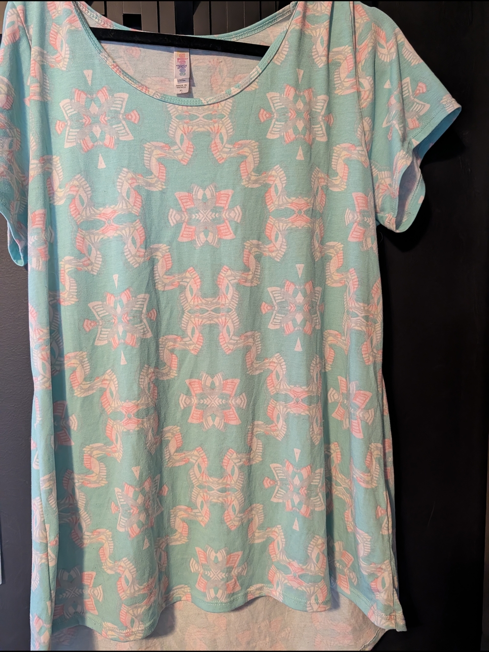 LuLaRoe Pastel Blue Geometric Tunic XL